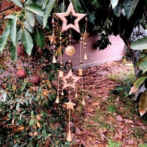 Celestial Sun Moon & Star HandPainted Mystic Wood Wind Chime Sun Catcher Mobile